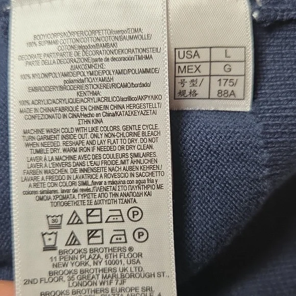 Brooks Brothers Navy Cardigan with Floral Embroidery,sz L. - Picture 4 of 6